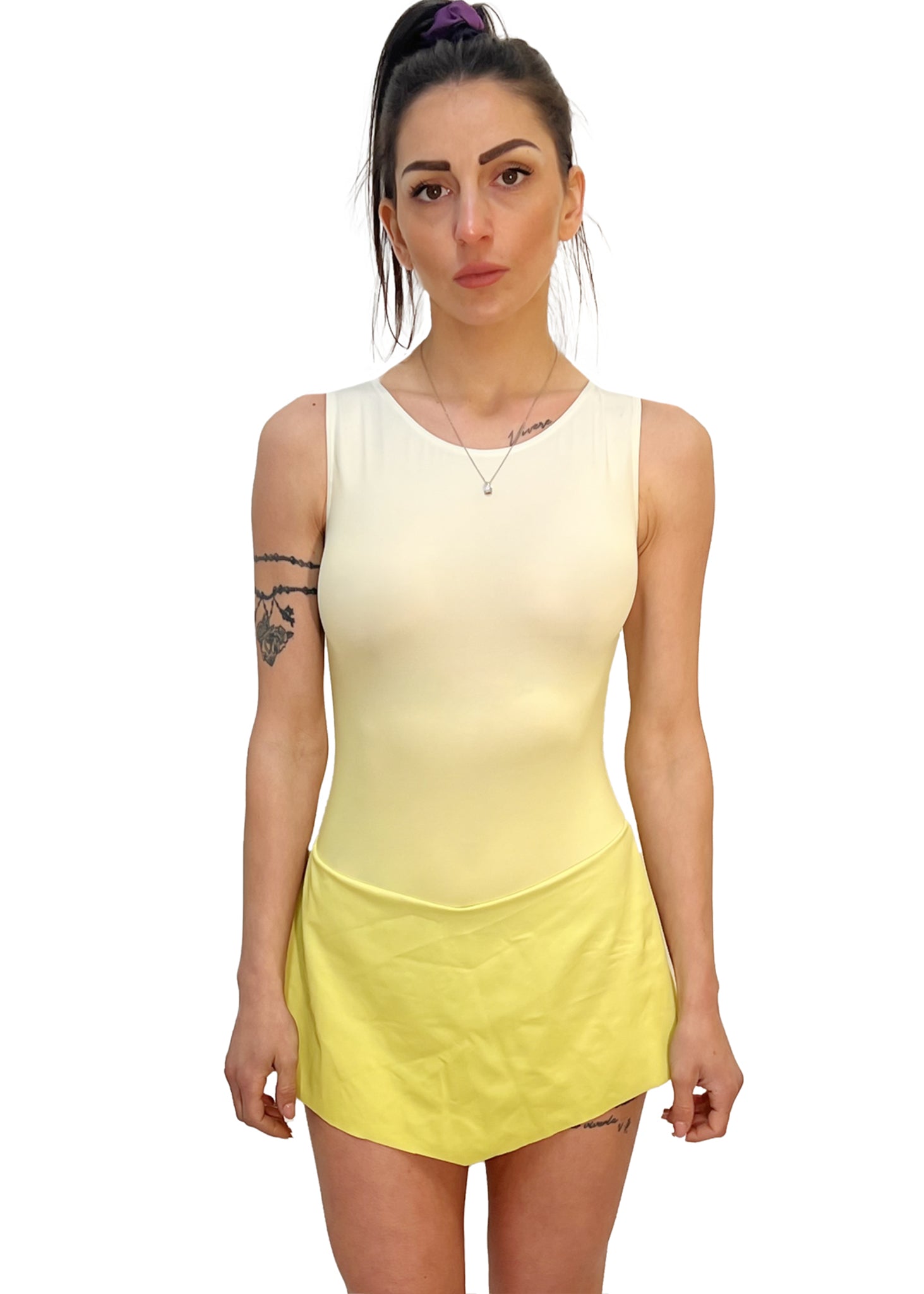 BODY CON GONNELLINO MODELLO CUORE YELLOW - ADELIGHT - BODY PATTINAGGIO - ADELIGHT