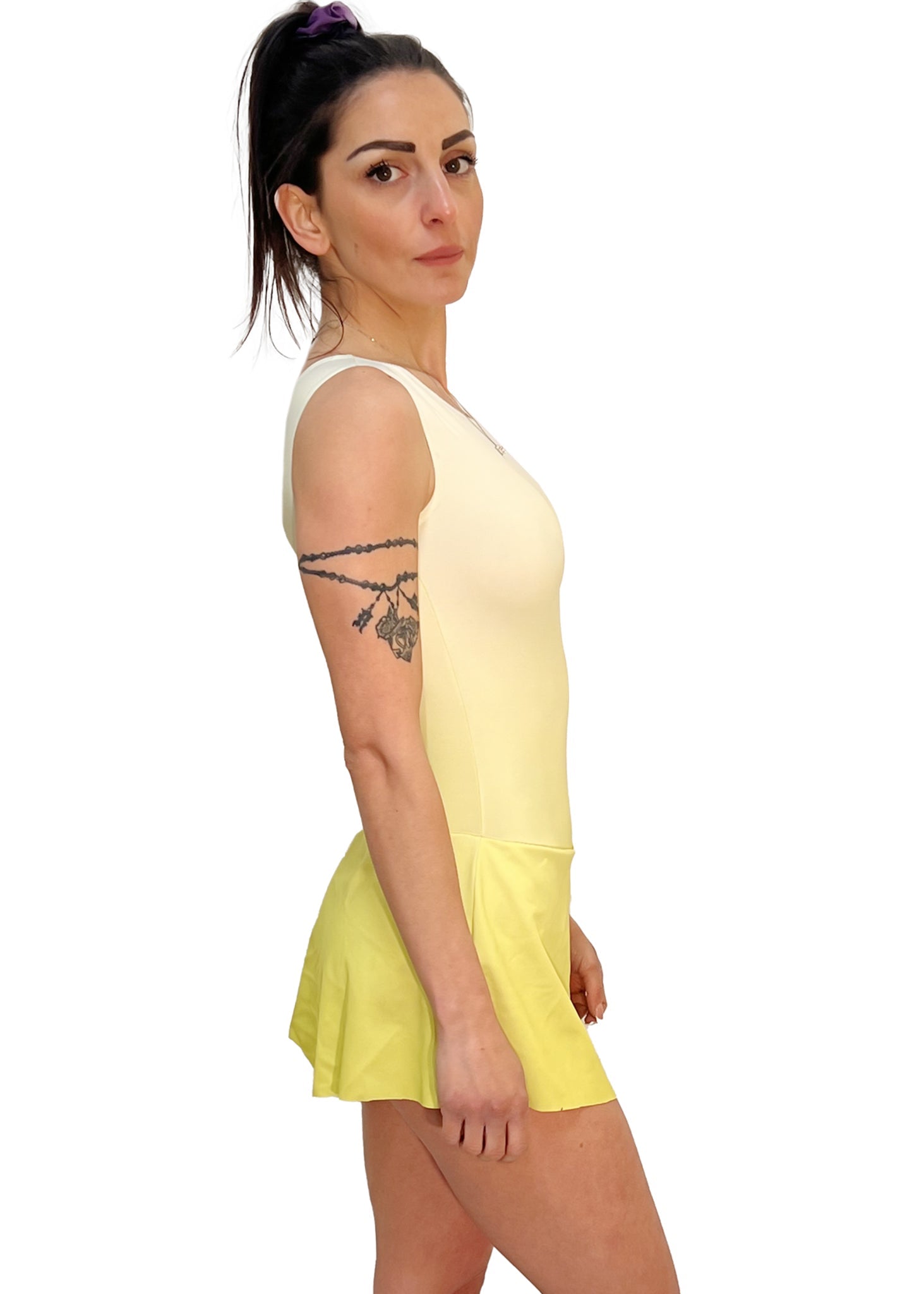 BODY CON GONNELLINO MODELLO CUORE YELLOW - ADELIGHT - BODY PATTINAGGIO - ADELIGHT
