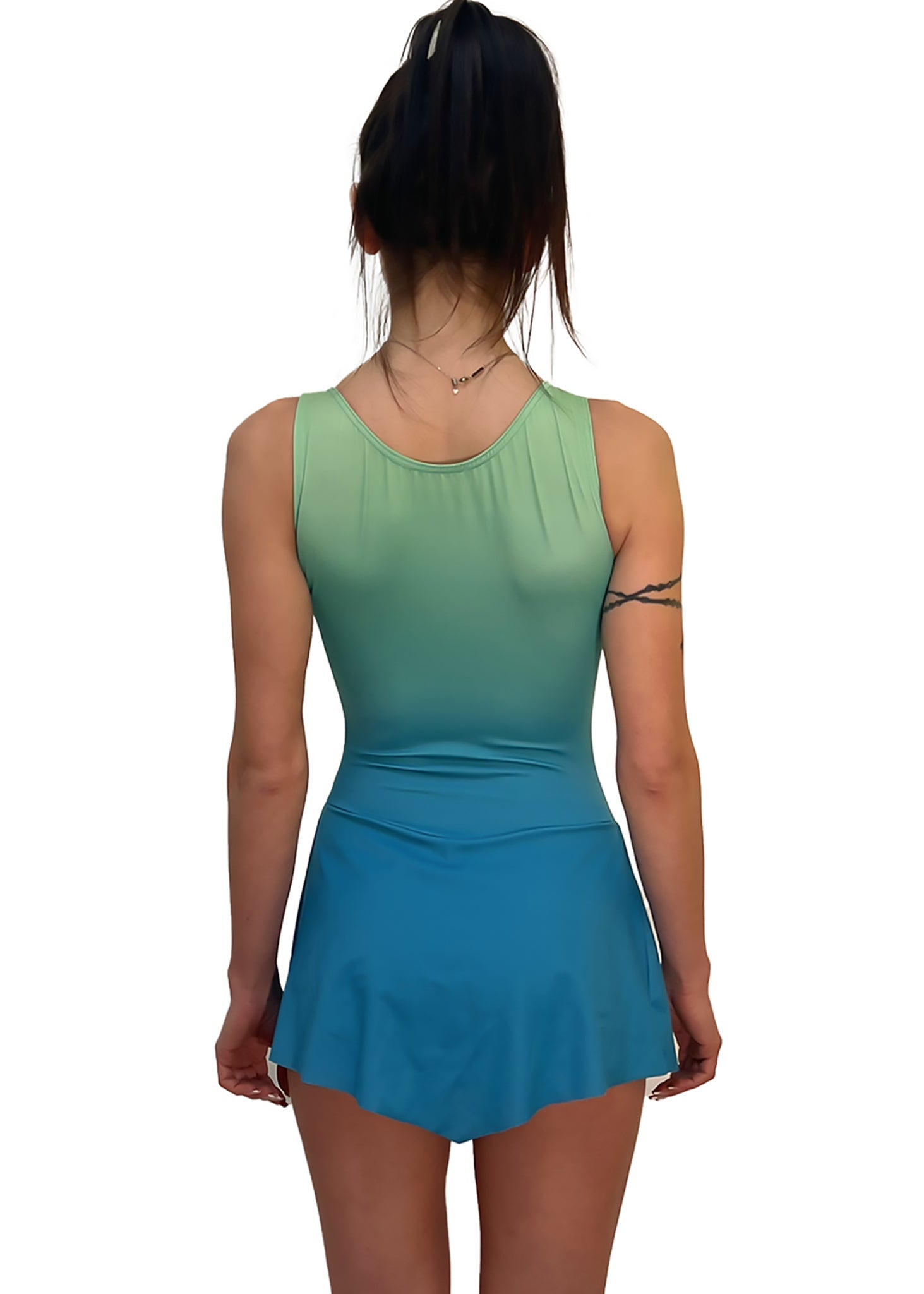 BODY CON GONNELLINO MODELLO CUORE GREEN - ADELIGHT - BODY PATTINAGGIO - ADELIGHT