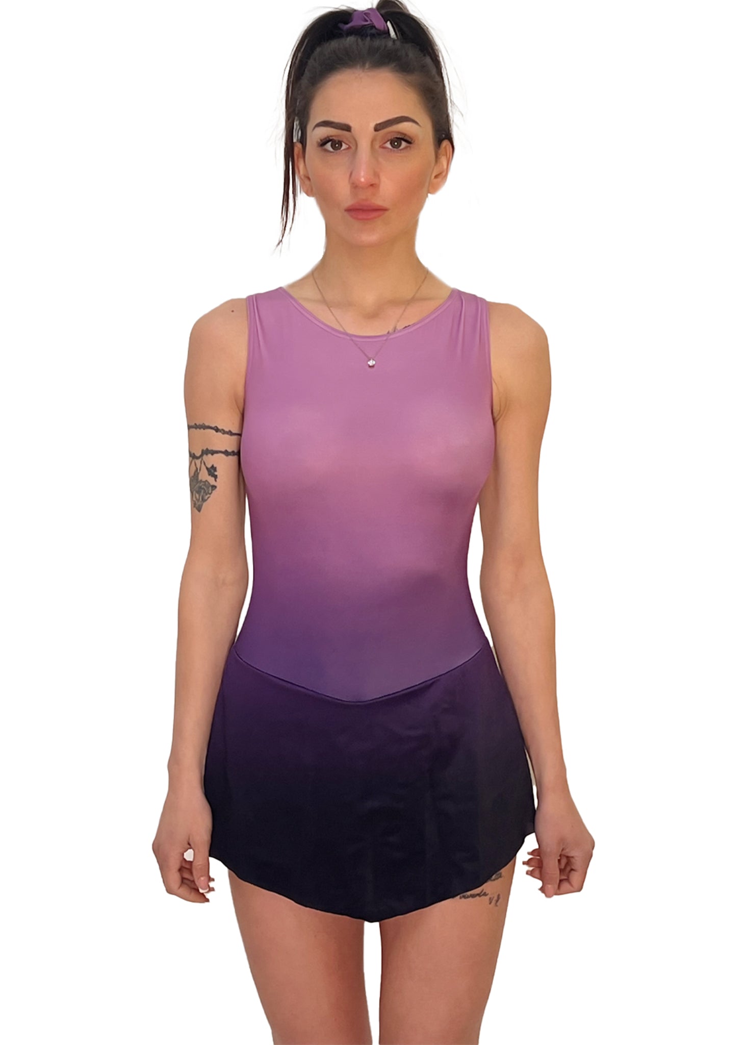 BODY CON GONNELLINO MODELLO CUORE VIOLET - ADELIGHT - BODY PATTINAGGIO - ADELIGHT