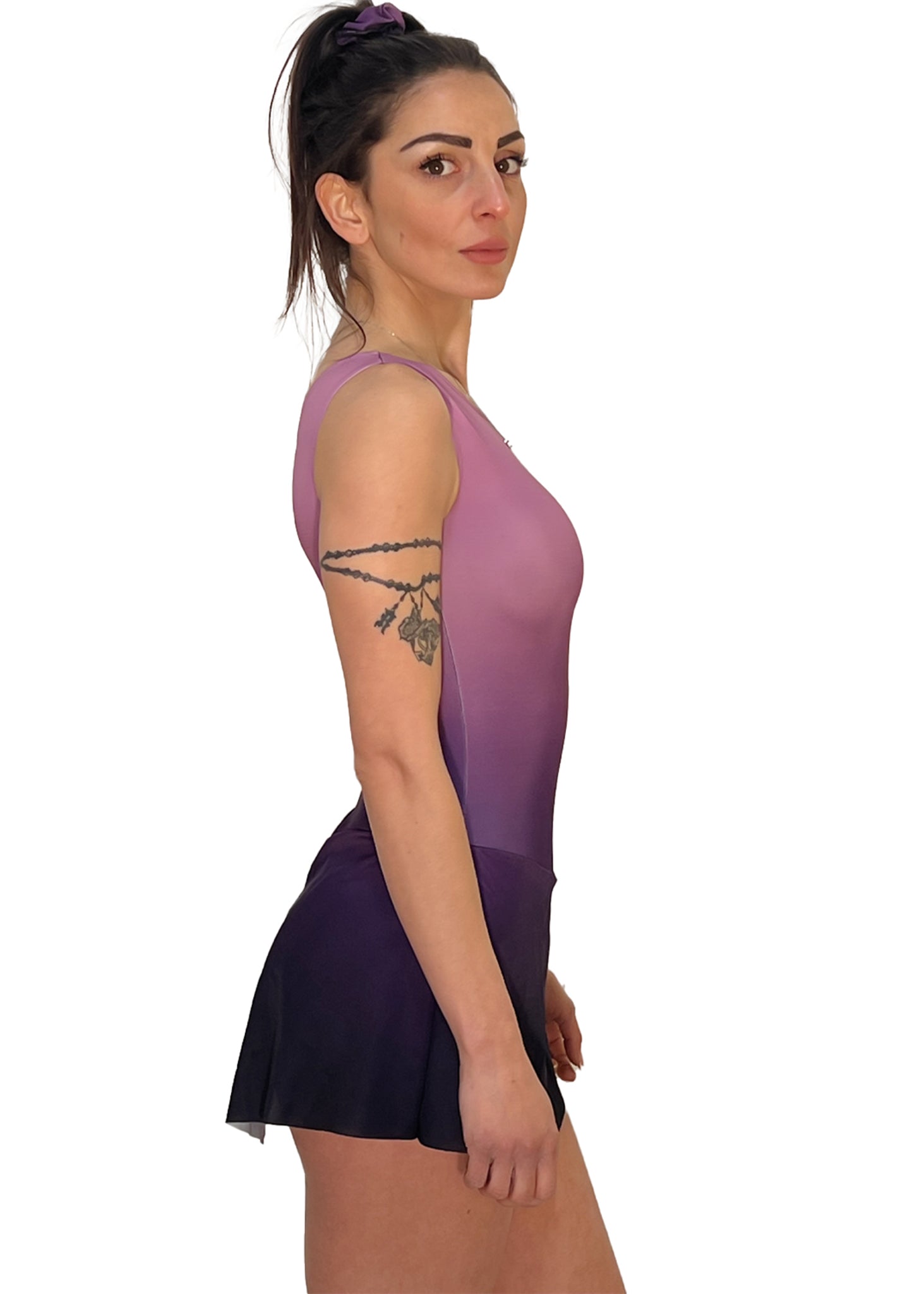BODY CON GONNELLINO MODELLO CUORE VIOLET - ADELIGHT - BODY PATTINAGGIO - ADELIGHT